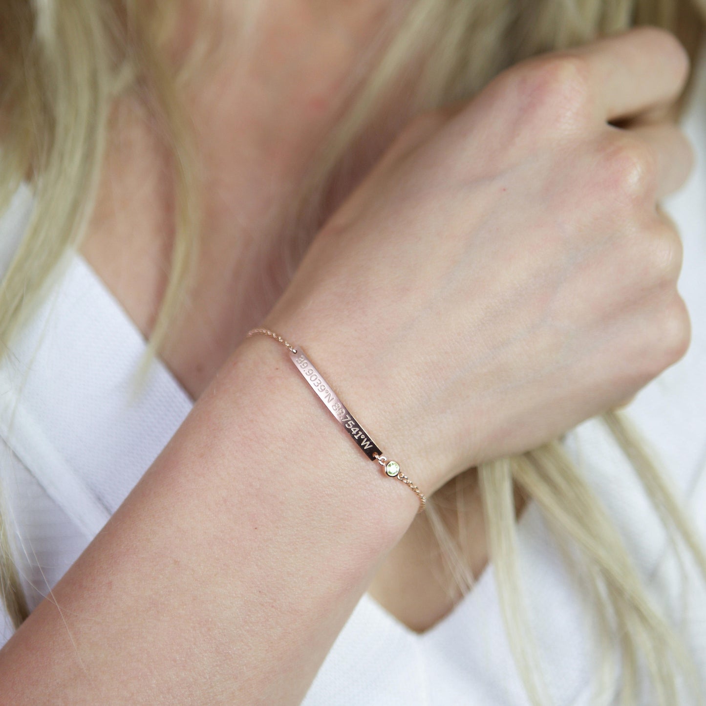 Thin Coordinates Bar Bracelet