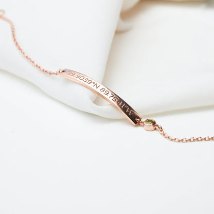 Thin Coordinates Bar Bracelet