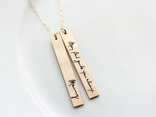 Double Handwriting Bar Necklace