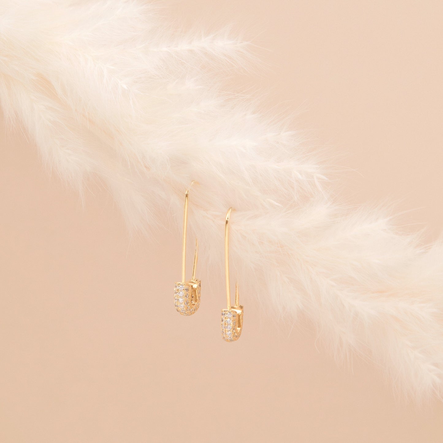 Pave Safety Pin Earrings