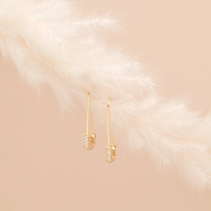 Pave Safety Pin Earrings