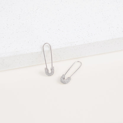 Pave Safety Pin Earrings