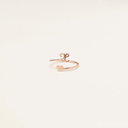 Initial Heart Wrap Ring