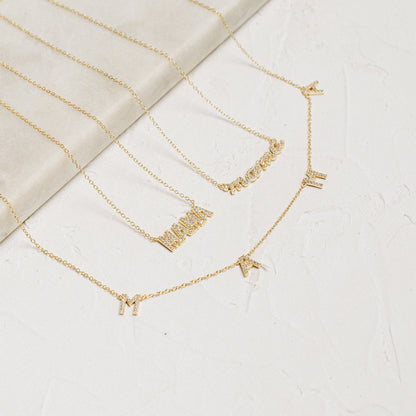 Pave Mama Script Necklace