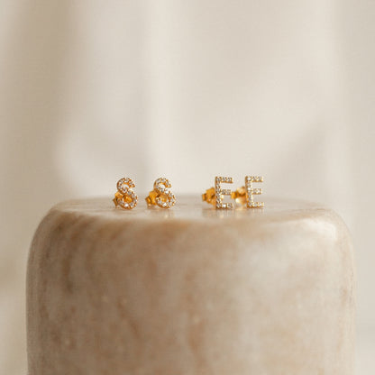 Pave Letter Studs