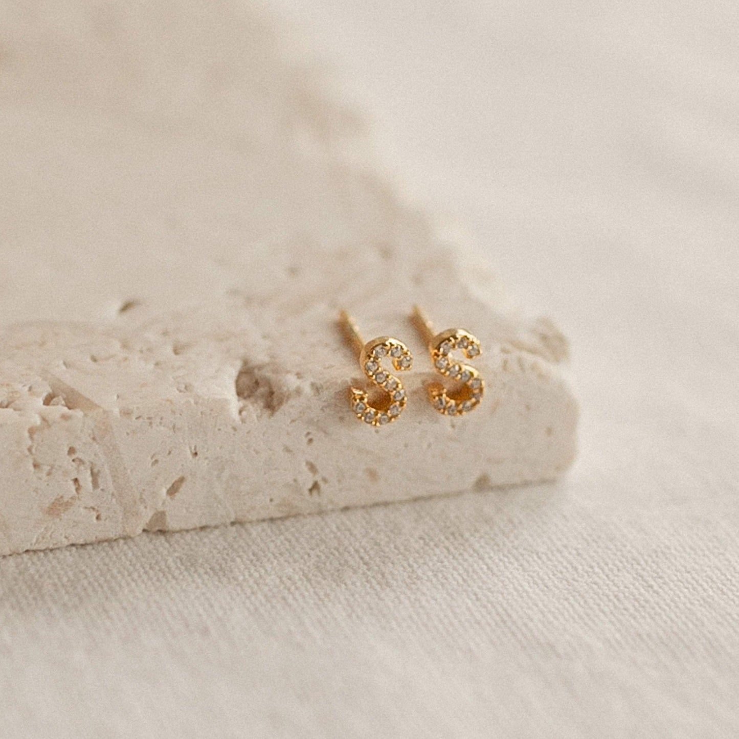 Pave Letter Studs