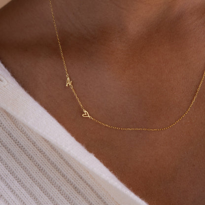 Sideways Initial Heart Necklace