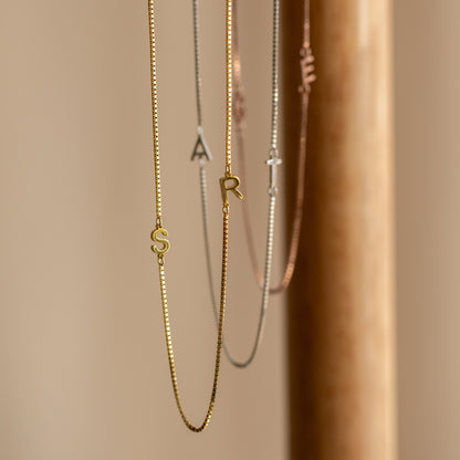 Duo Initial Necklace in Box Chain