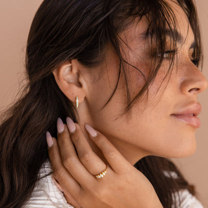 White Opal Inlay Hoops