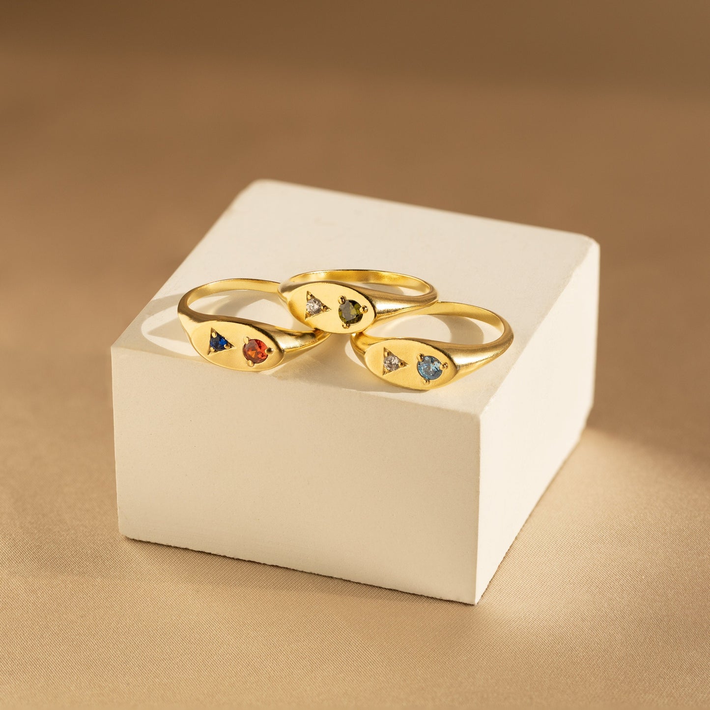 Mixed Birthstone Signet Ring