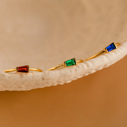 Irregular Baguette Birthstone Ring