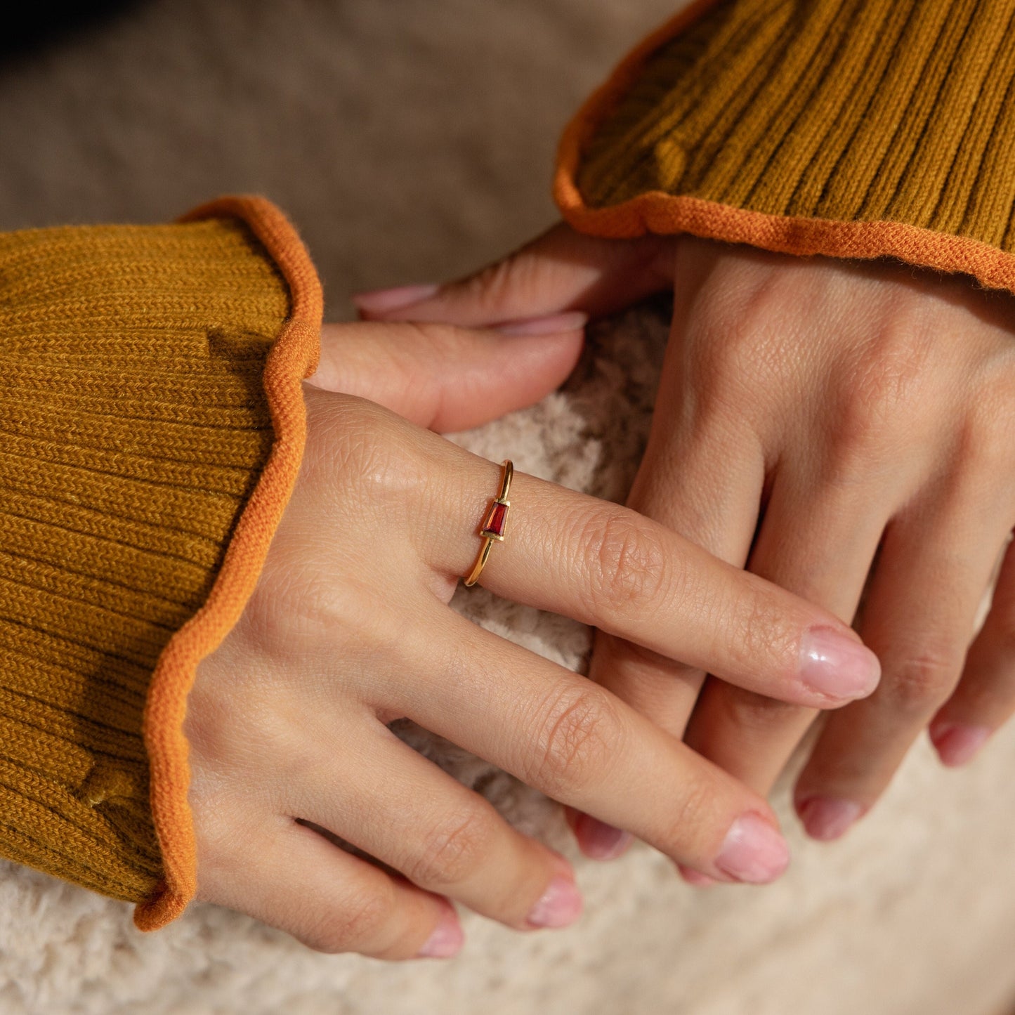 Irregular Baguette Birthstone Ring