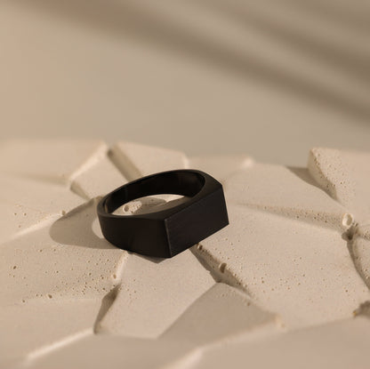 Men's Black Signet Ring