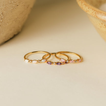 Triple Marquise Birthstone Ring