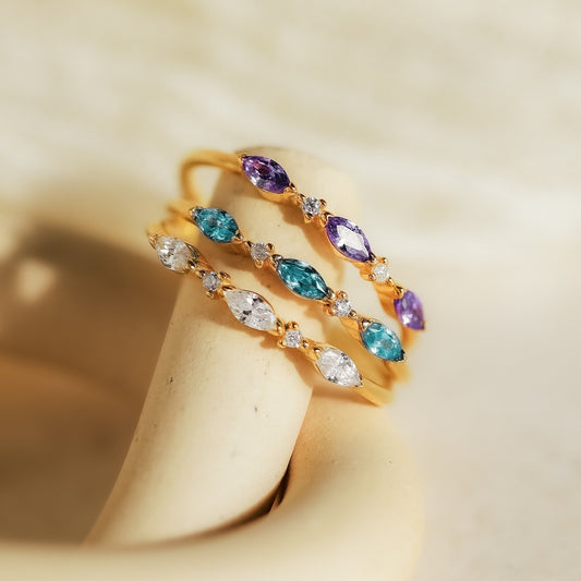 Triple Marquise Birthstone Ring