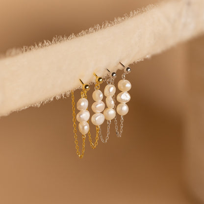 Triple Pearl Drop Earrings