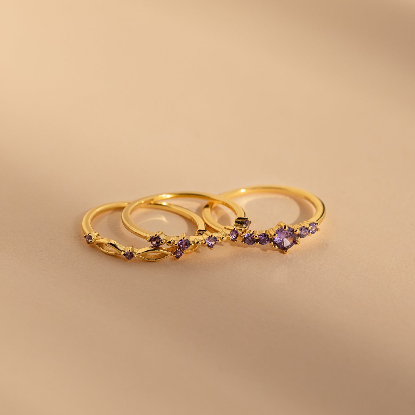 Amethyst Stacking Ring Set