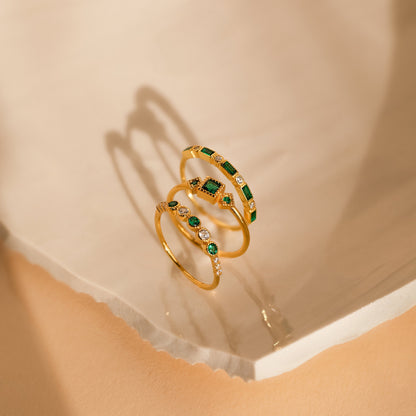 Emerald Stacking Ring Set