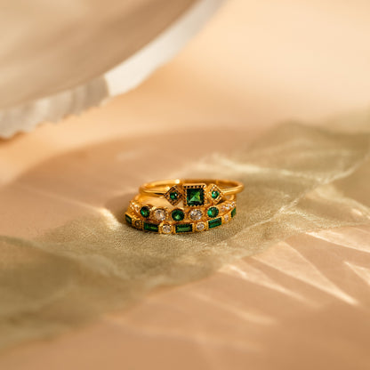 Emerald Stacking Ring Set