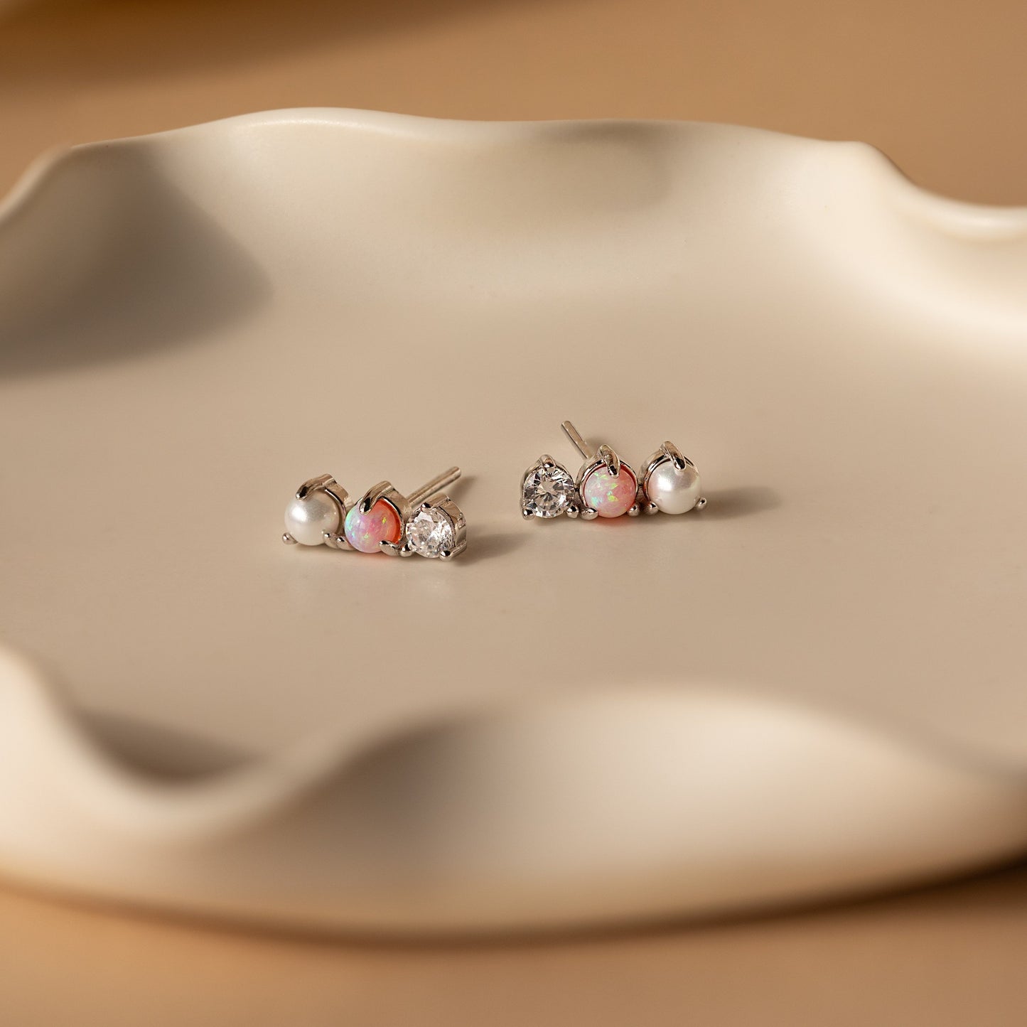 Pearl, Opal & Diamond Studs