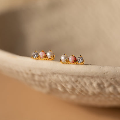 Pearl, Opal & Diamond Studs