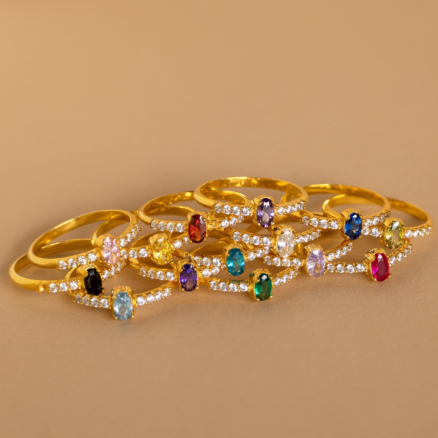 Pave Oval Birthstone Ring