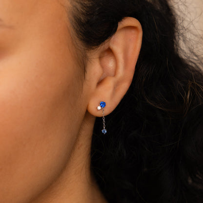 Sapphire Diamond Drop Earrings