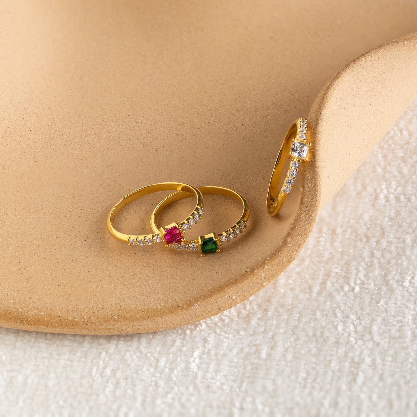 Pave Princess Birthstone Ring