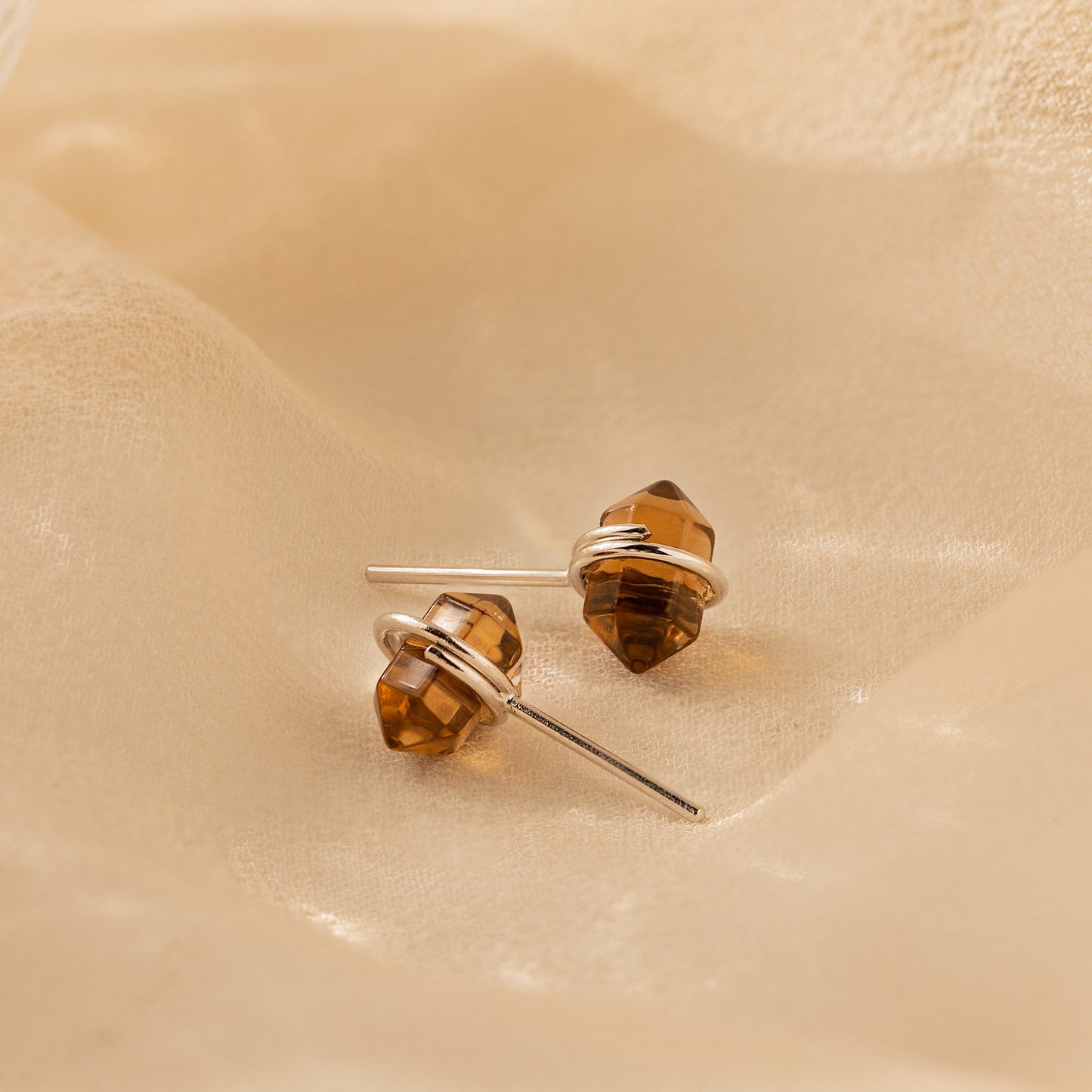 Herkimer Smoky Quartz Studs