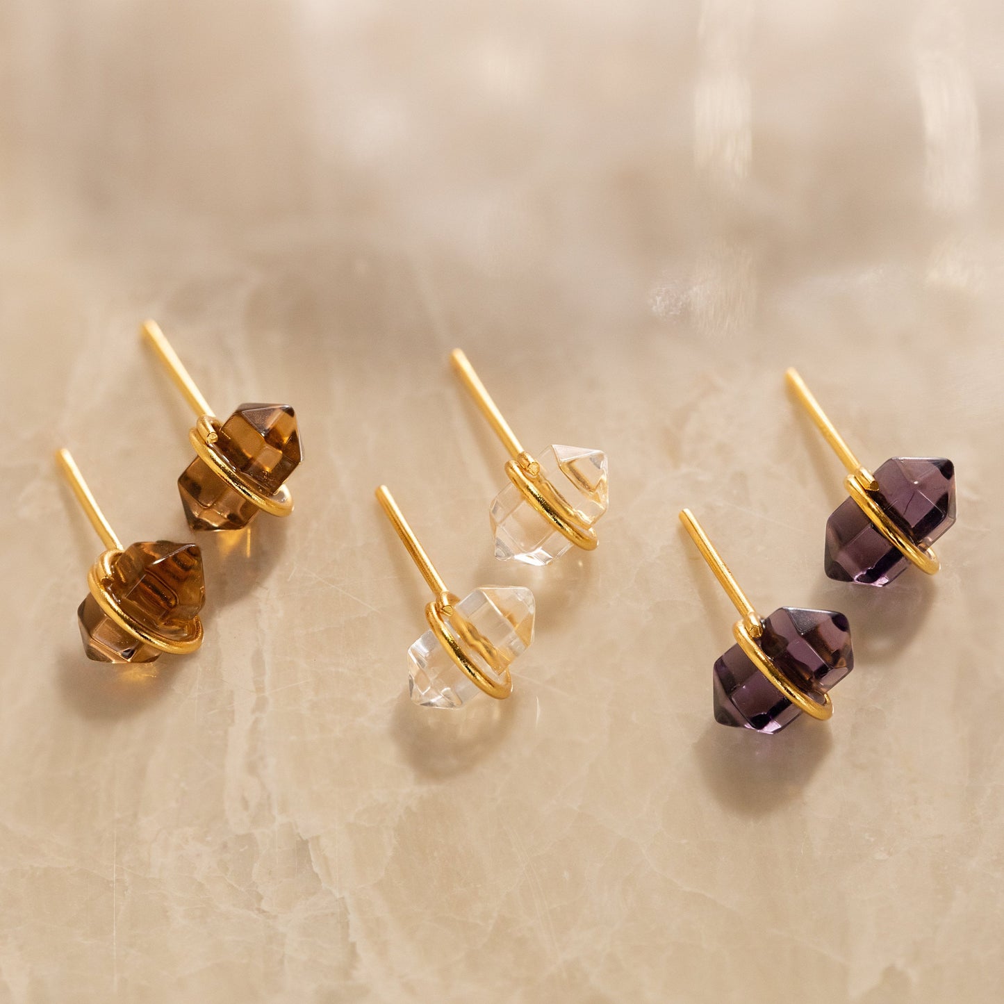 Herkimer Smoky Quartz Studs