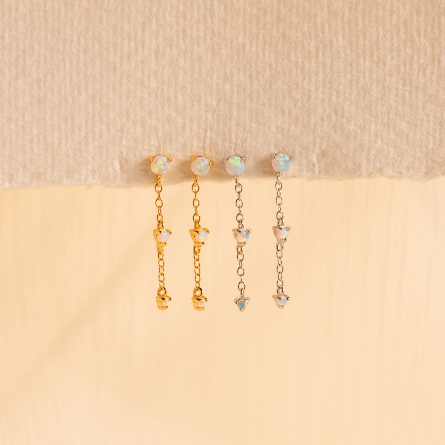 Opal Chain Drop Earrings