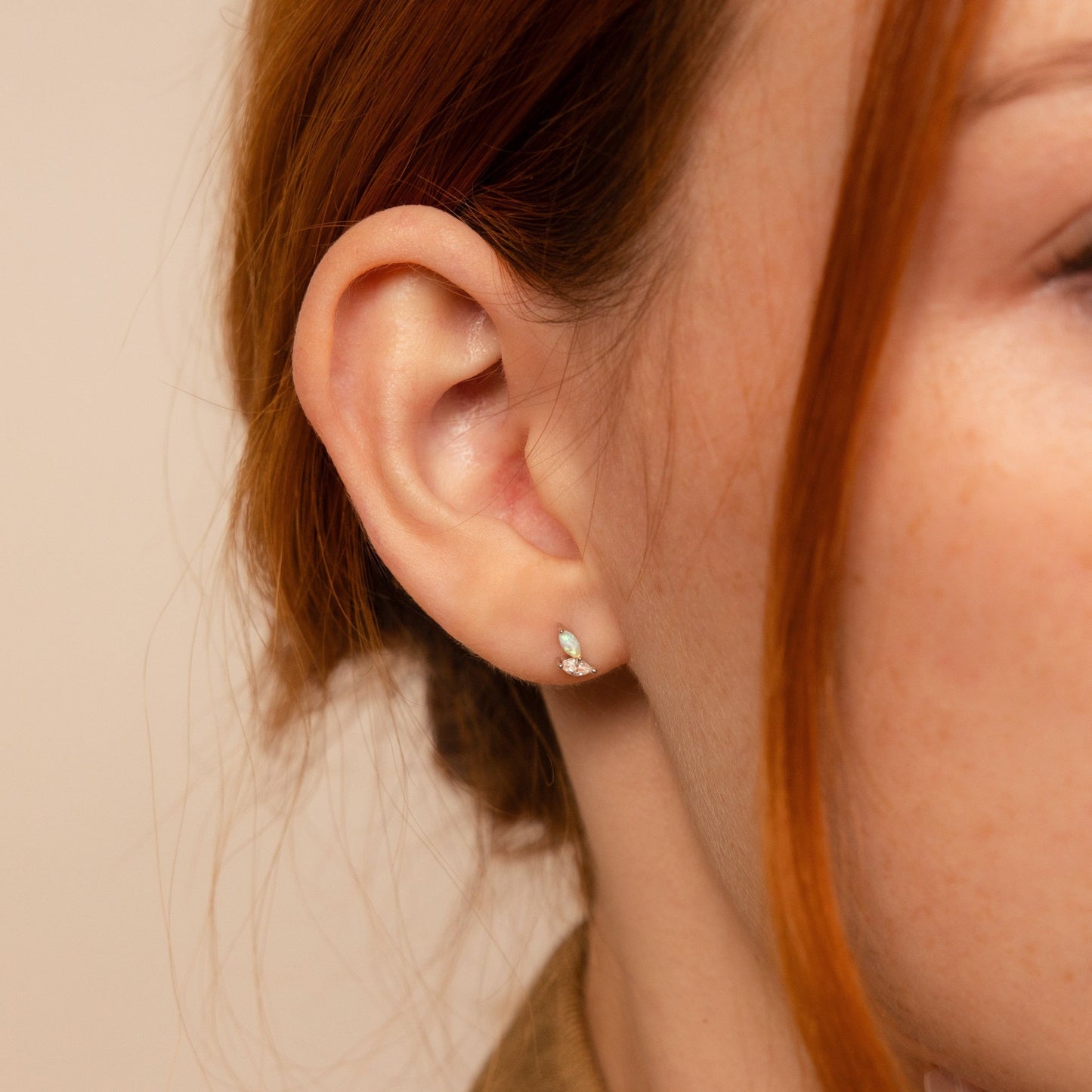 Opal & Diamond Marquise Studs