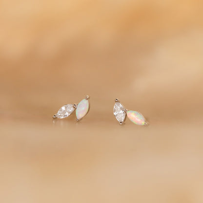 Opal & Diamond Marquise Studs