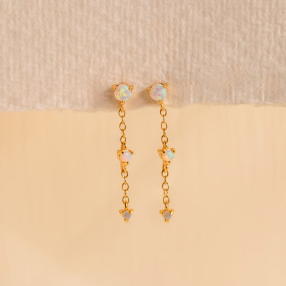 Opal Chain Drop Earrings