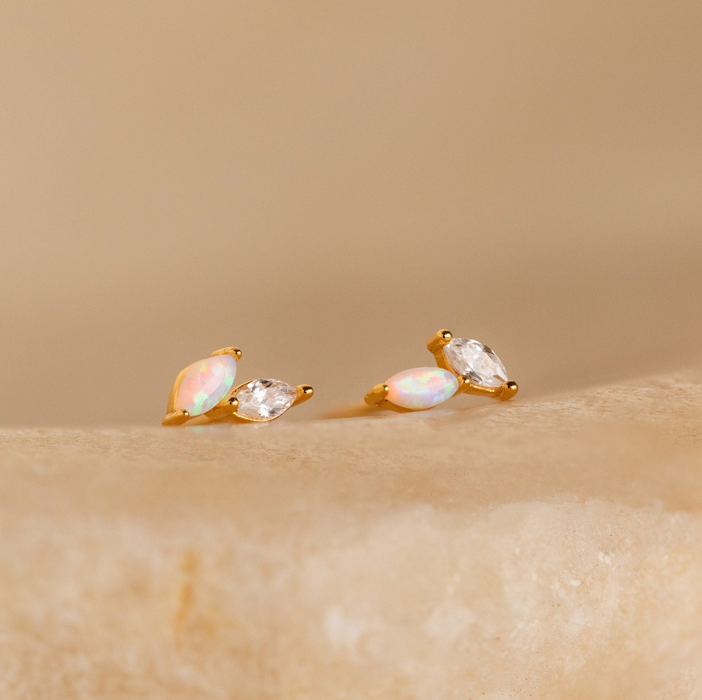 Opal & Diamond Marquise Studs