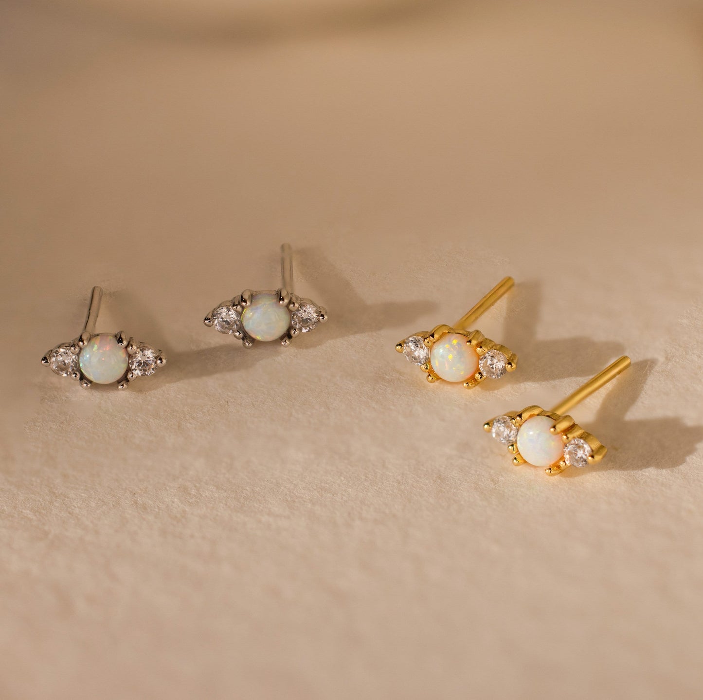 Opal and Diamond Studs