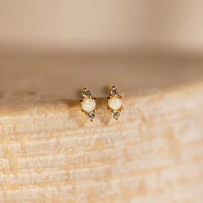 Opal and Diamond Studs