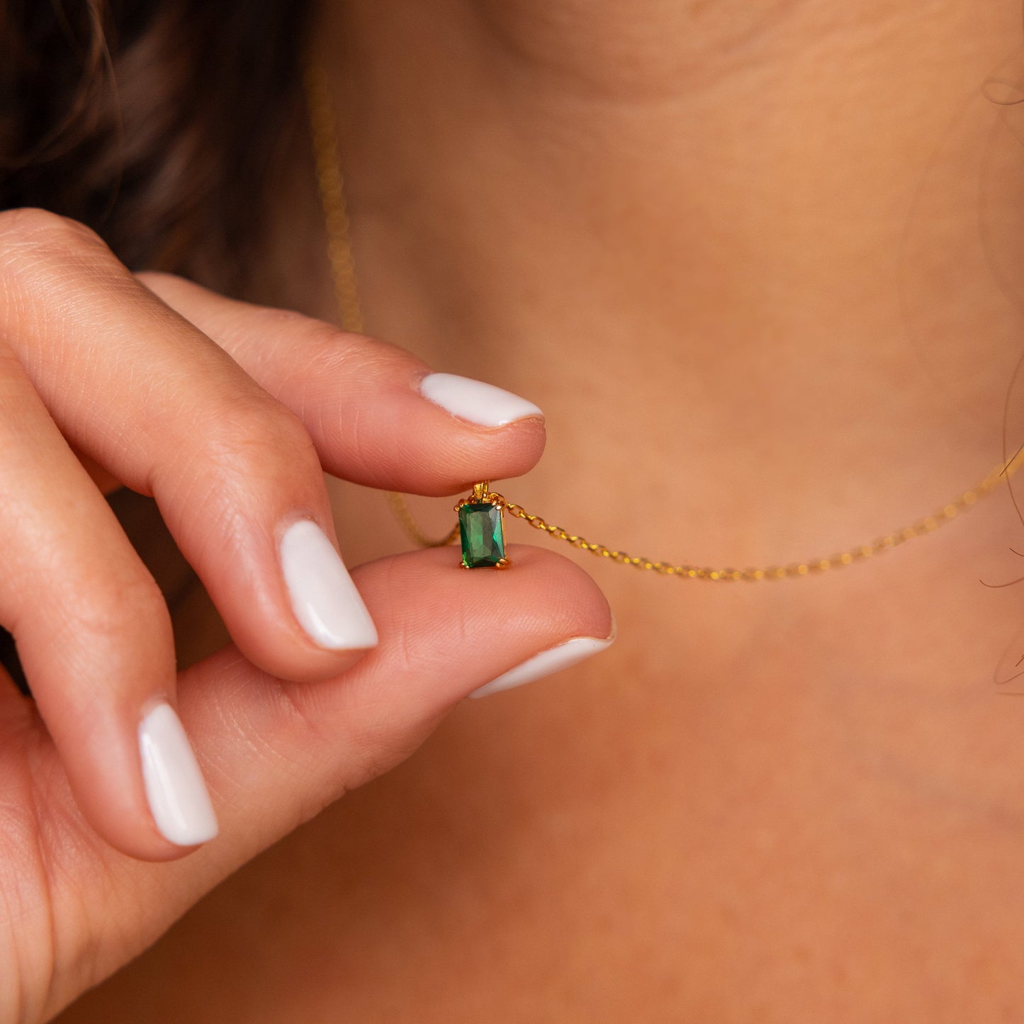 Emerald Cut Birthstone Necklace