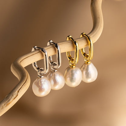 Freshwater Pearl Drop Hoops