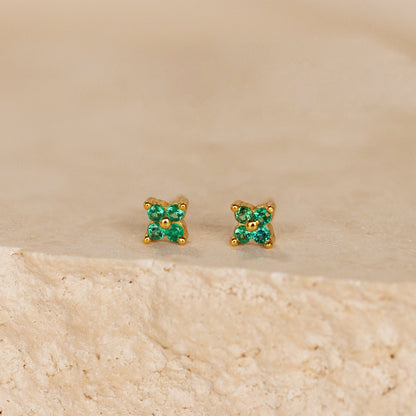 Emerald Ivy Flower Studs