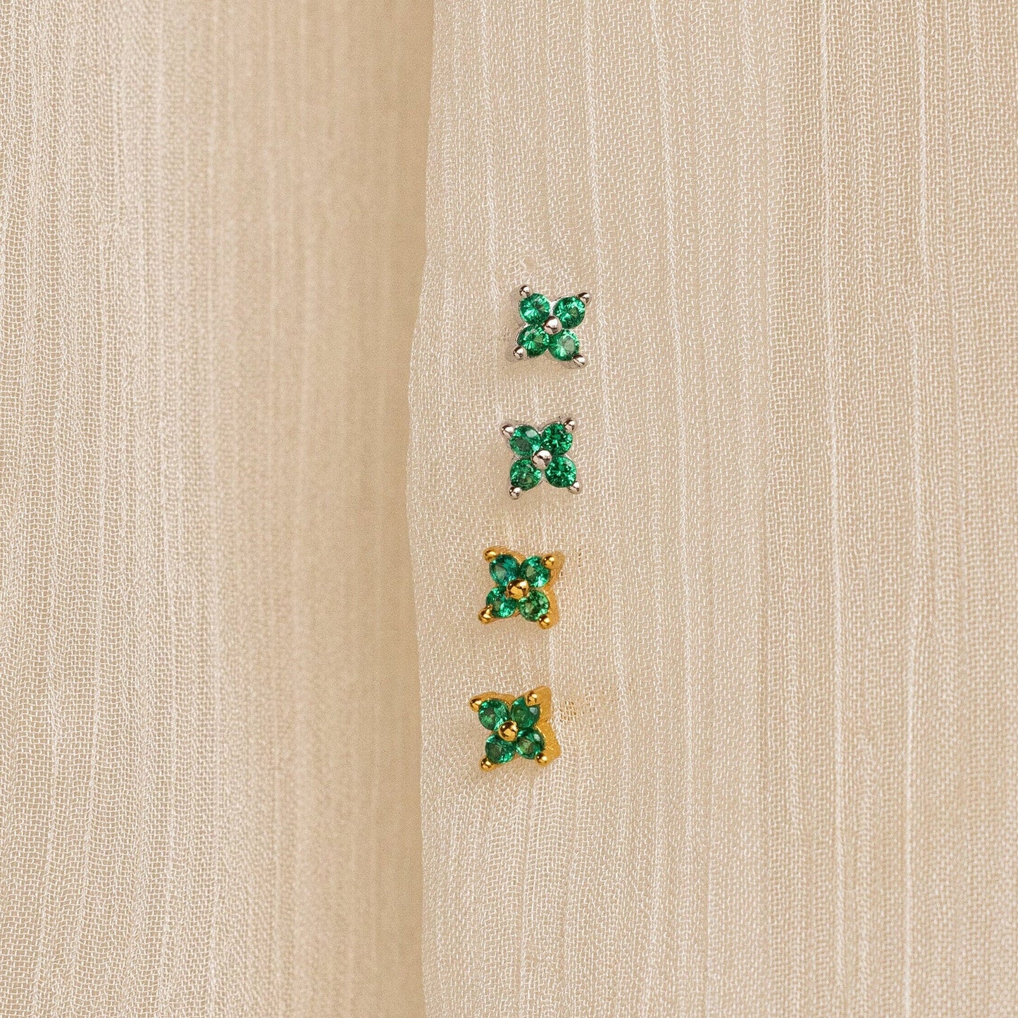 Emerald Ivy Flower Studs