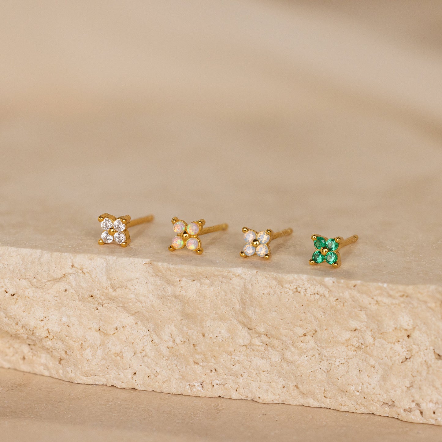 Emerald Ivy Flower Studs