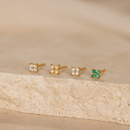 Emerald Ivy Flower Studs