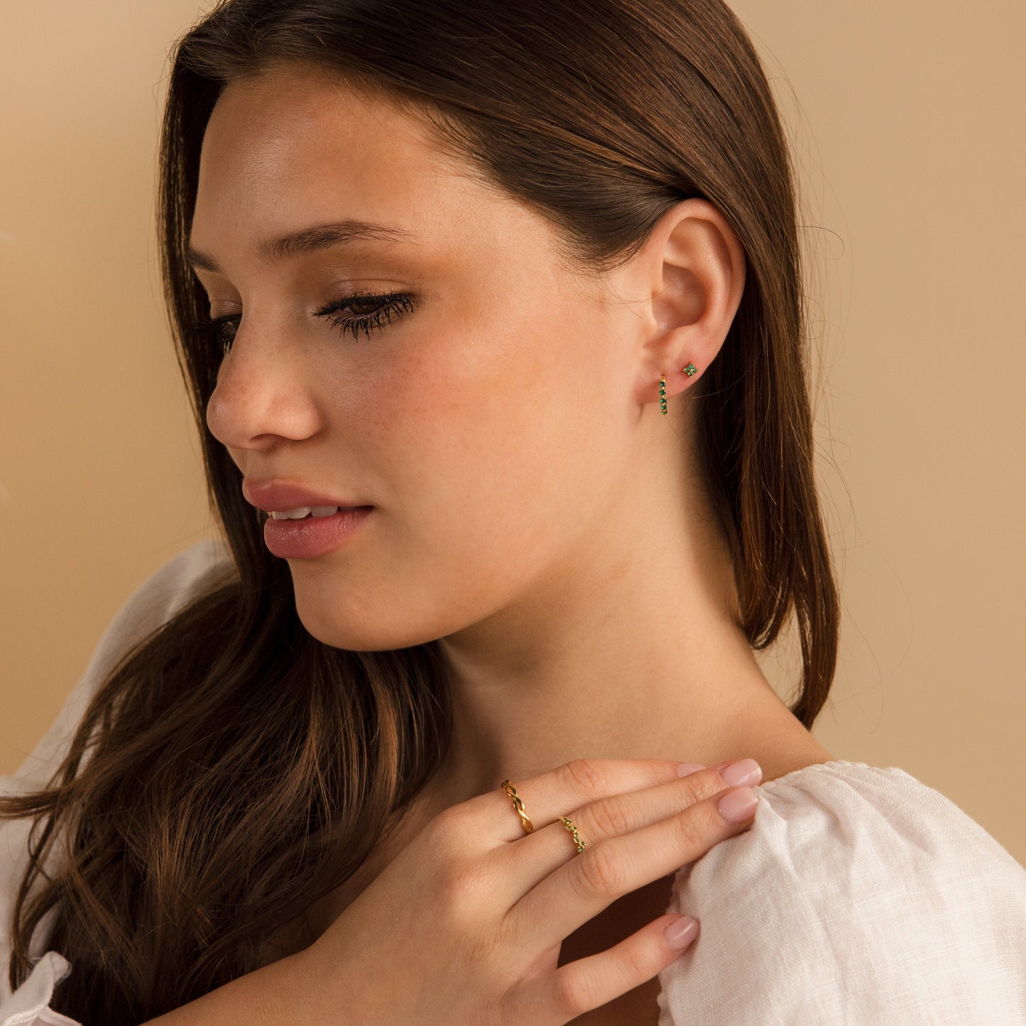 Emerald Ivy Flower Studs