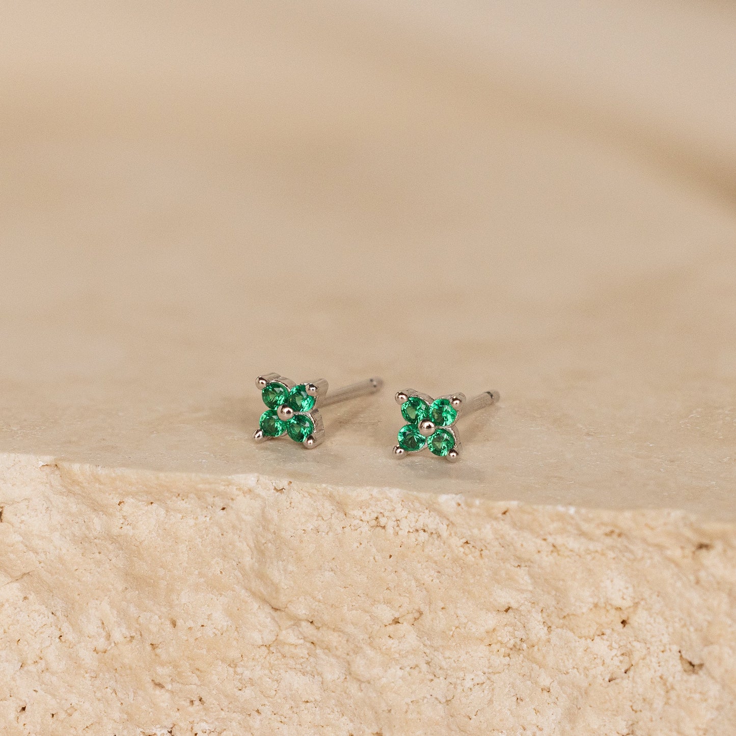 Emerald Ivy Flower Studs