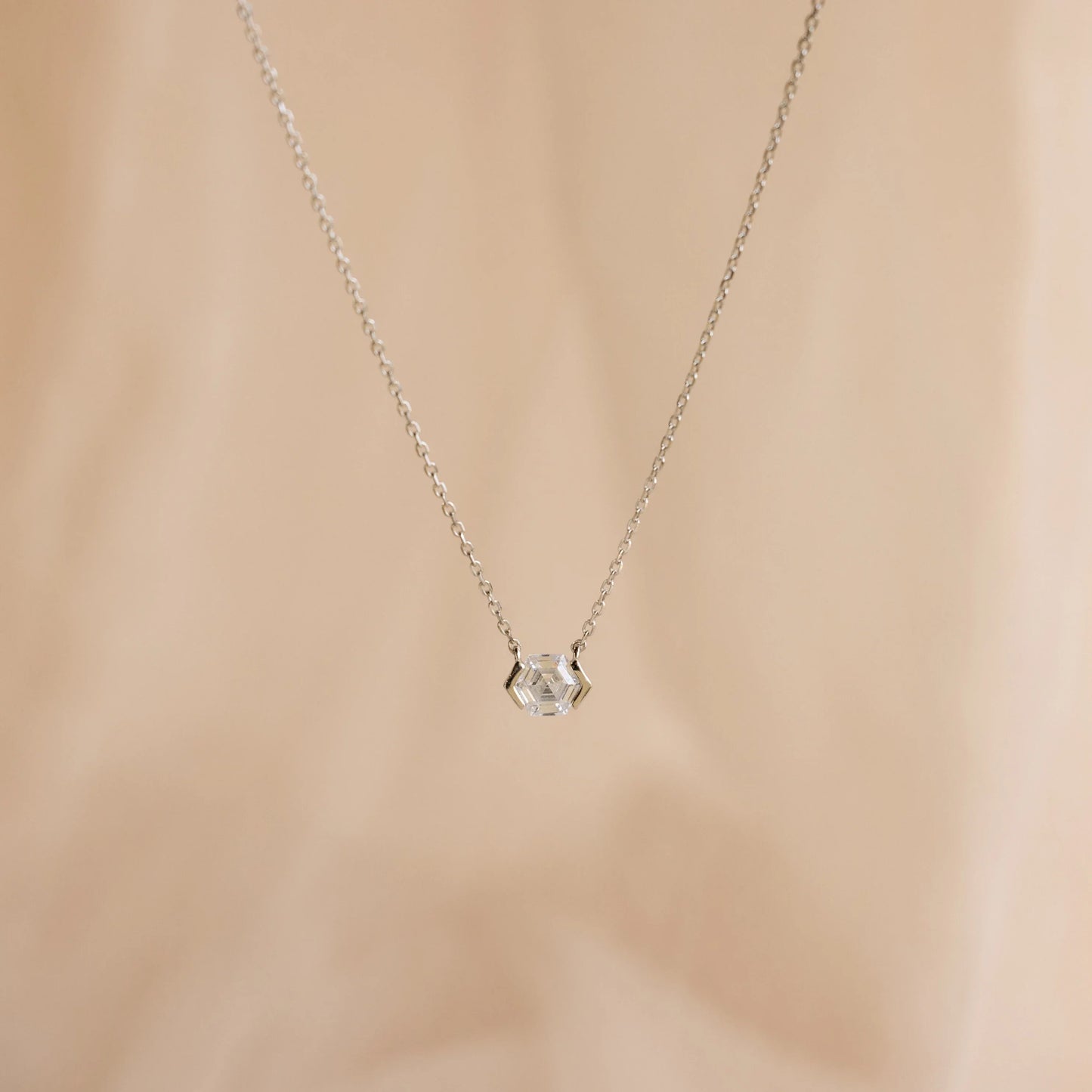 Encased Hexagon Diamond Necklace