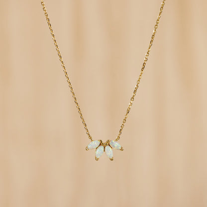 White Opal Marquise Necklace