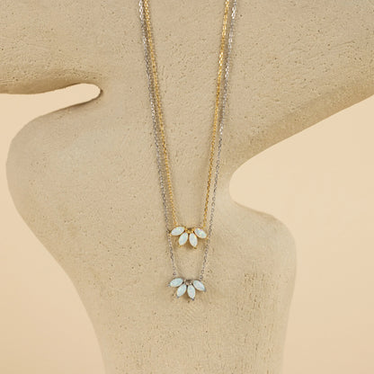 White Opal Marquise Necklace