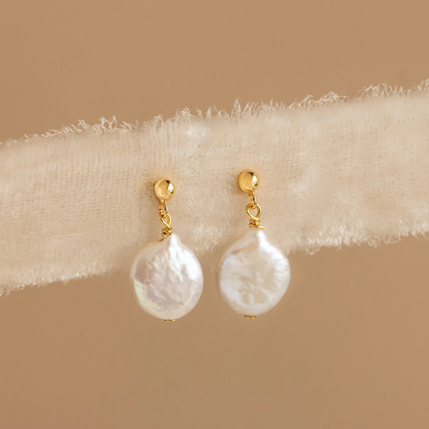 Round Pearl Drop Earrings