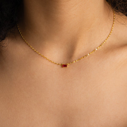 Tapered Baguette Birthstone Necklace